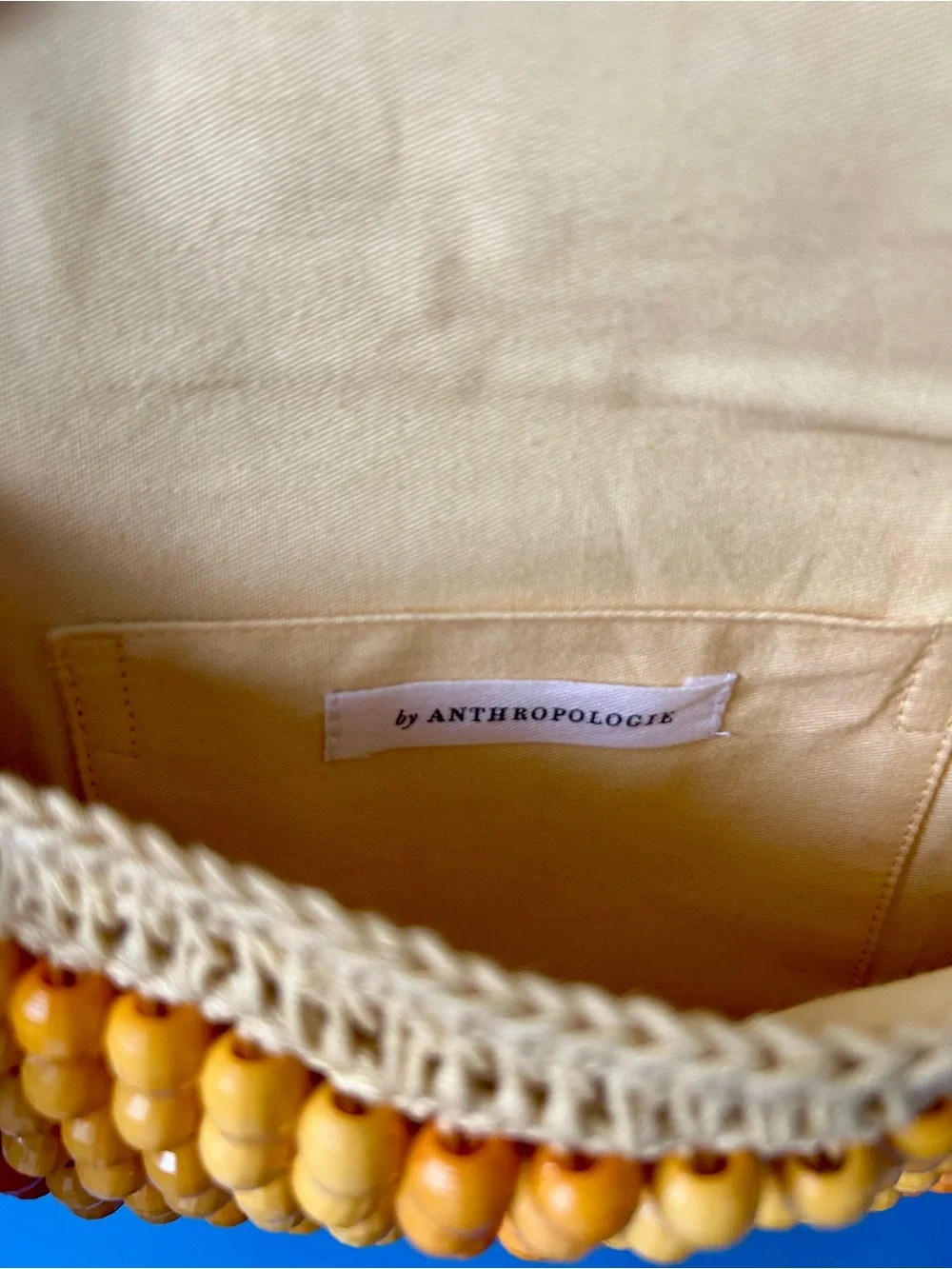 Anthropologie Yellow & Orange Beaded Woven Crossbody